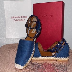 Valentino Denim Studded Espadrilles